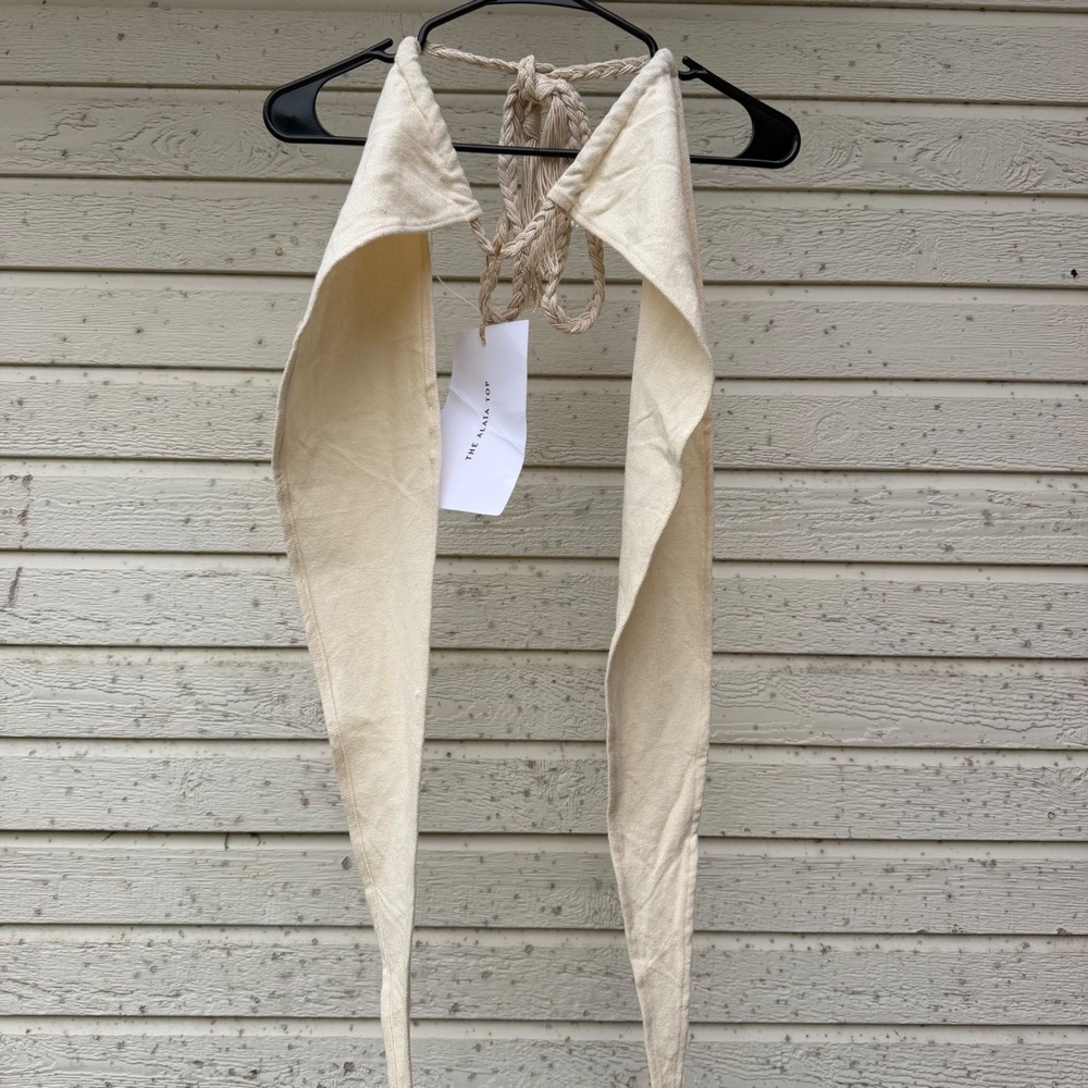 THRIFTS + THREADS | NWT $175 Womens Alaia Multi-Way Wrap Top OS Cream Boho Chic - Picture 3 of 9